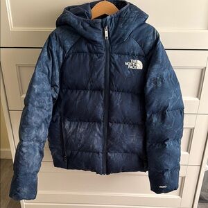 North Face Blue Puffer Jacket with Hood